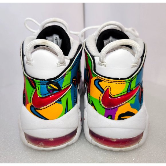 Nike Air More Uptempo GS Peace Love Swoosh Colorful White Mid-Top Sneakers 4Y - Picture 9 of 13